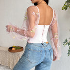 Valentine’s Embroidered Tank Top - Piña Colada
