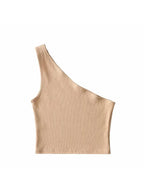 One Shoulder Cropped Tank - Piña Colada