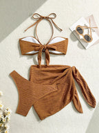 3-Piece Leopard Mesh Bikini Set – Starfish Charm & Bandeau Top - Piña Colada