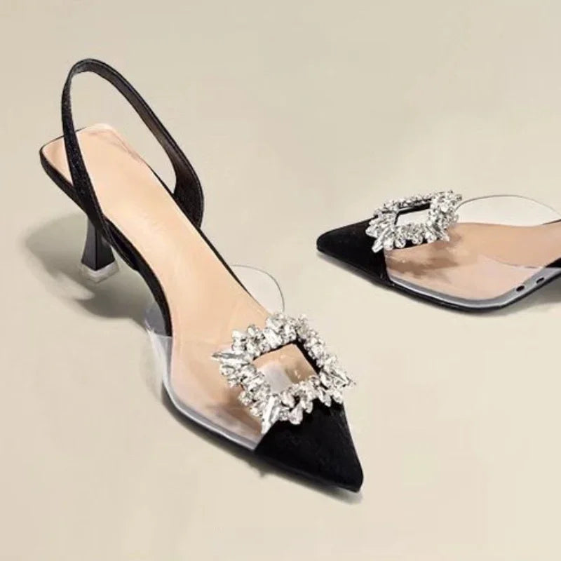 Crystal Transparent Heels - Piña Colada