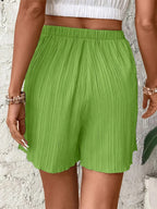Women High Waist Solid Shorts - Piña Colada