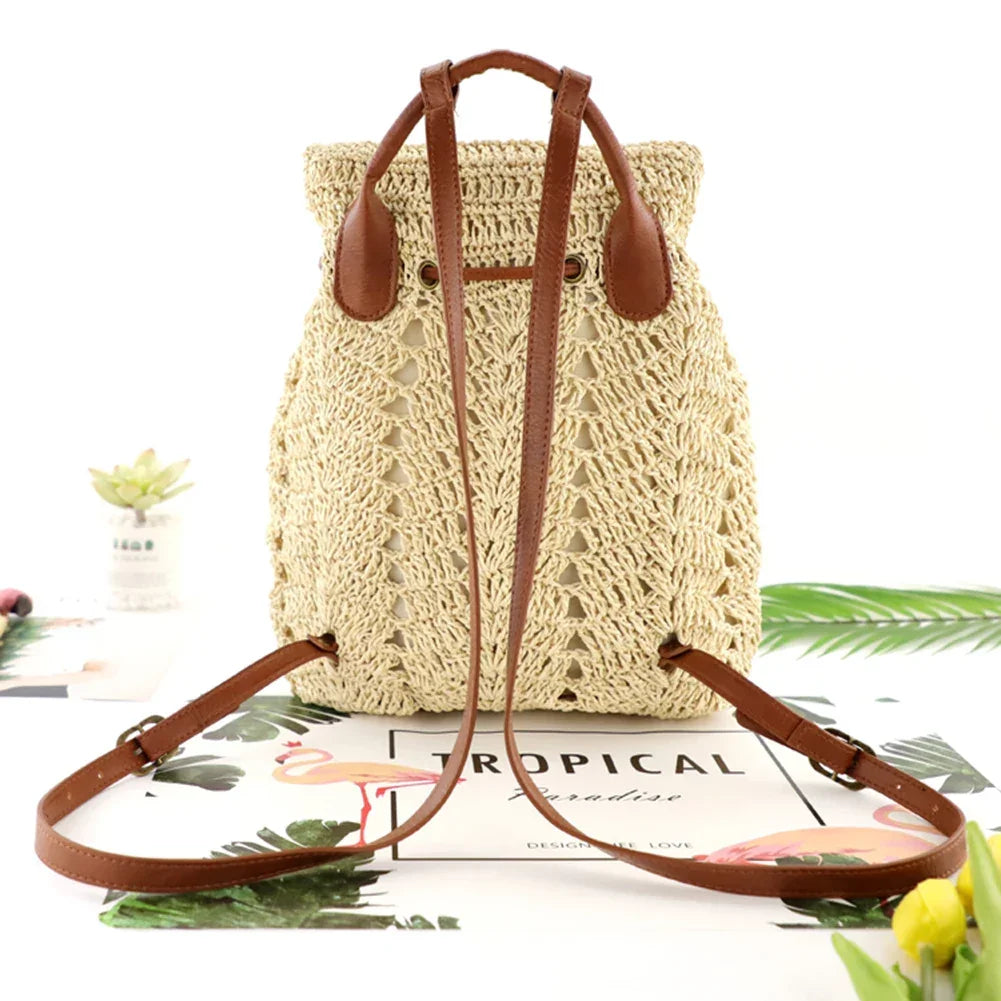 Women Straw Backpack Handmade - Piña Colada