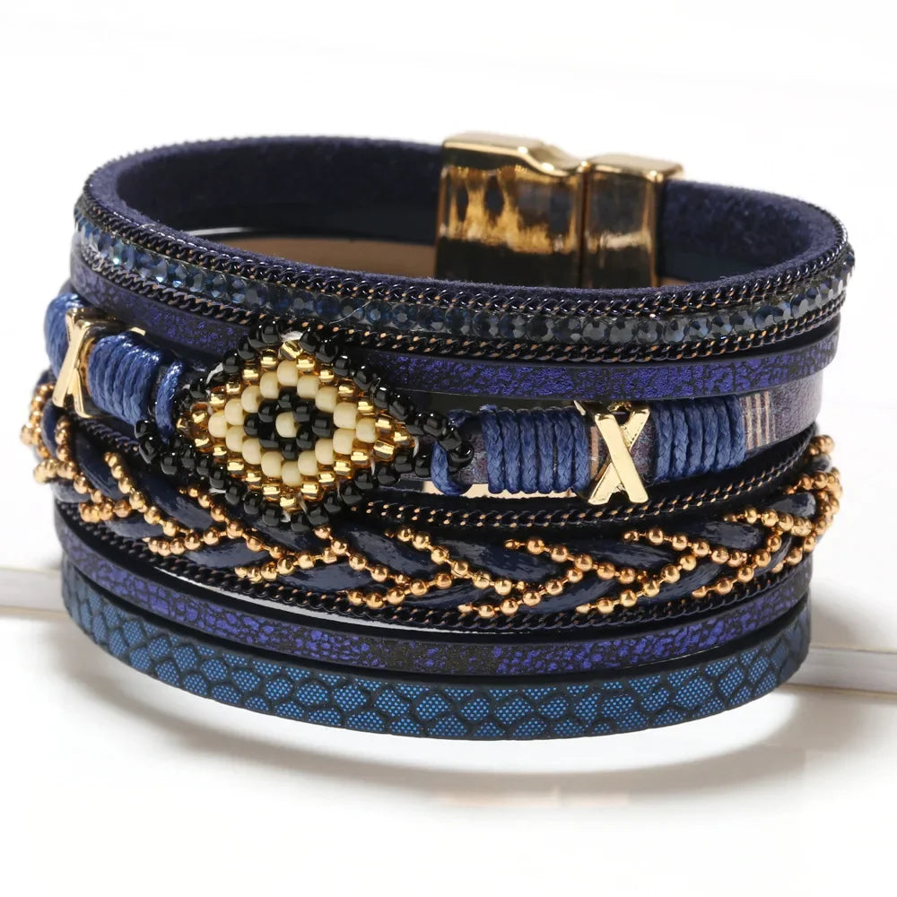Handwoven Leather Bracelet - Piña Colada