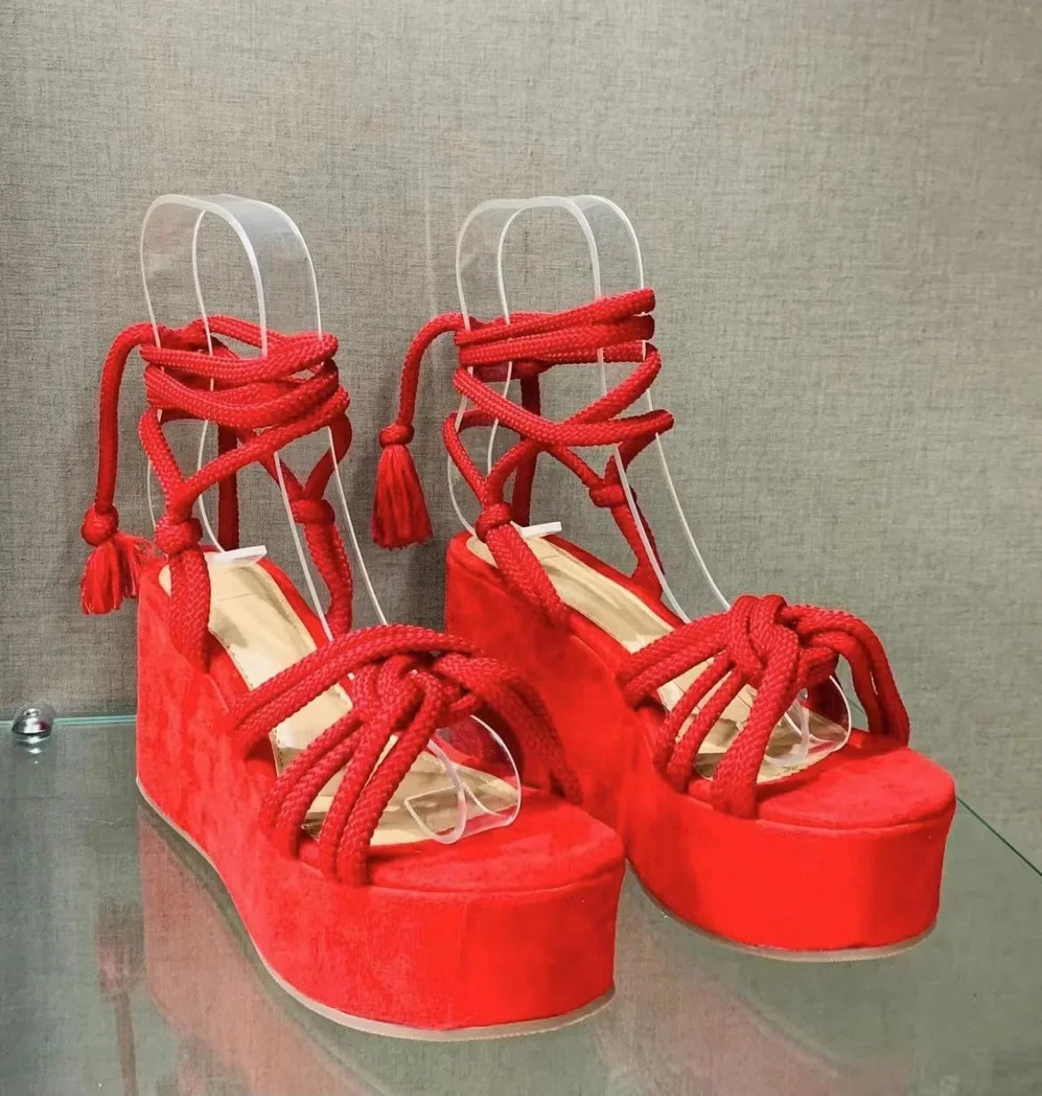 Platform Wedge Strappy Sandals - Piña Colada