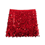 High Waist Sequined Mini Skirt - Piña Colada