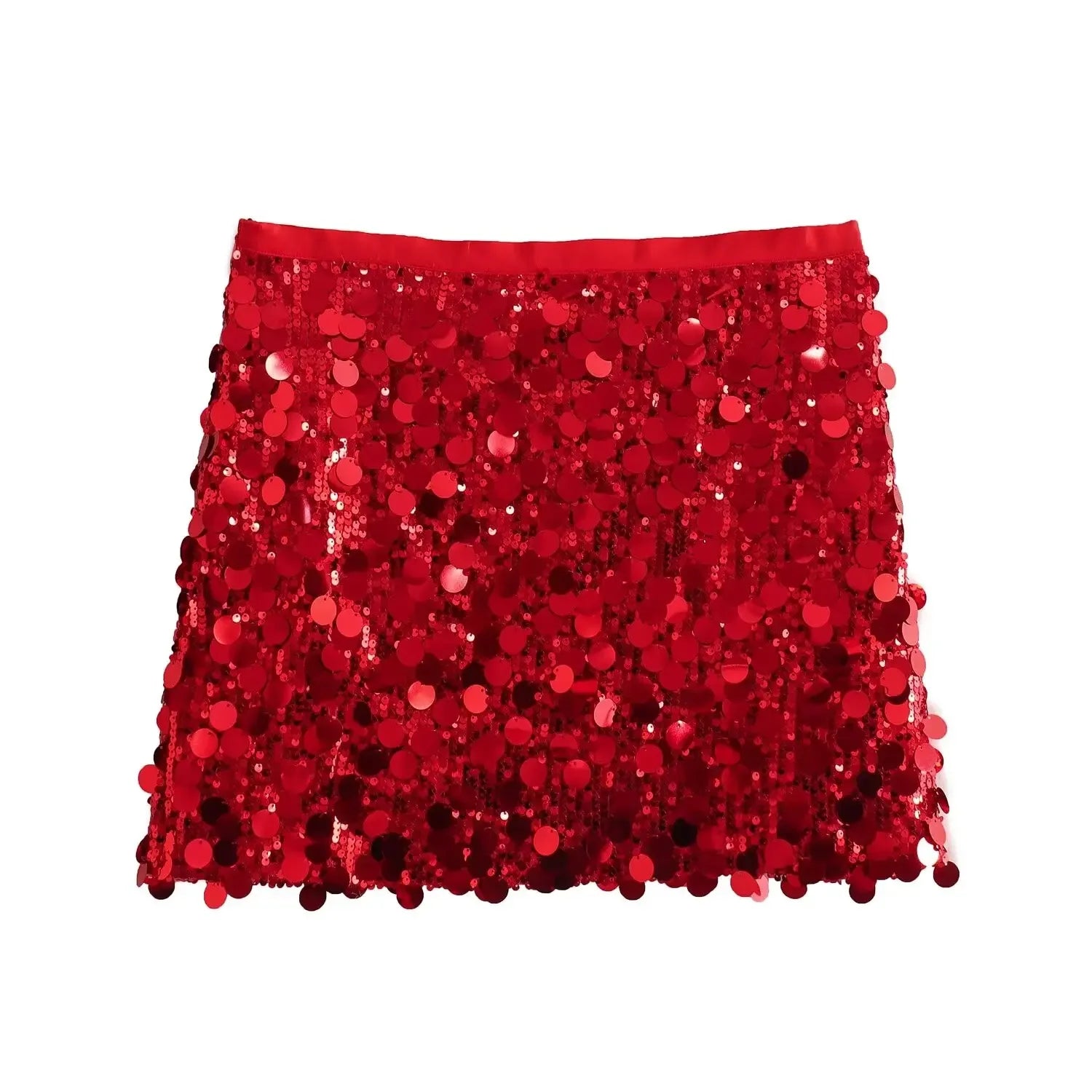 High Waist Sequined Mini Skirt - Piña Colada