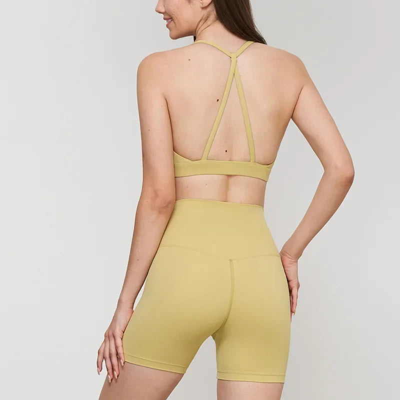 Yoga Shorts Sets High Waist Shorts Breathable