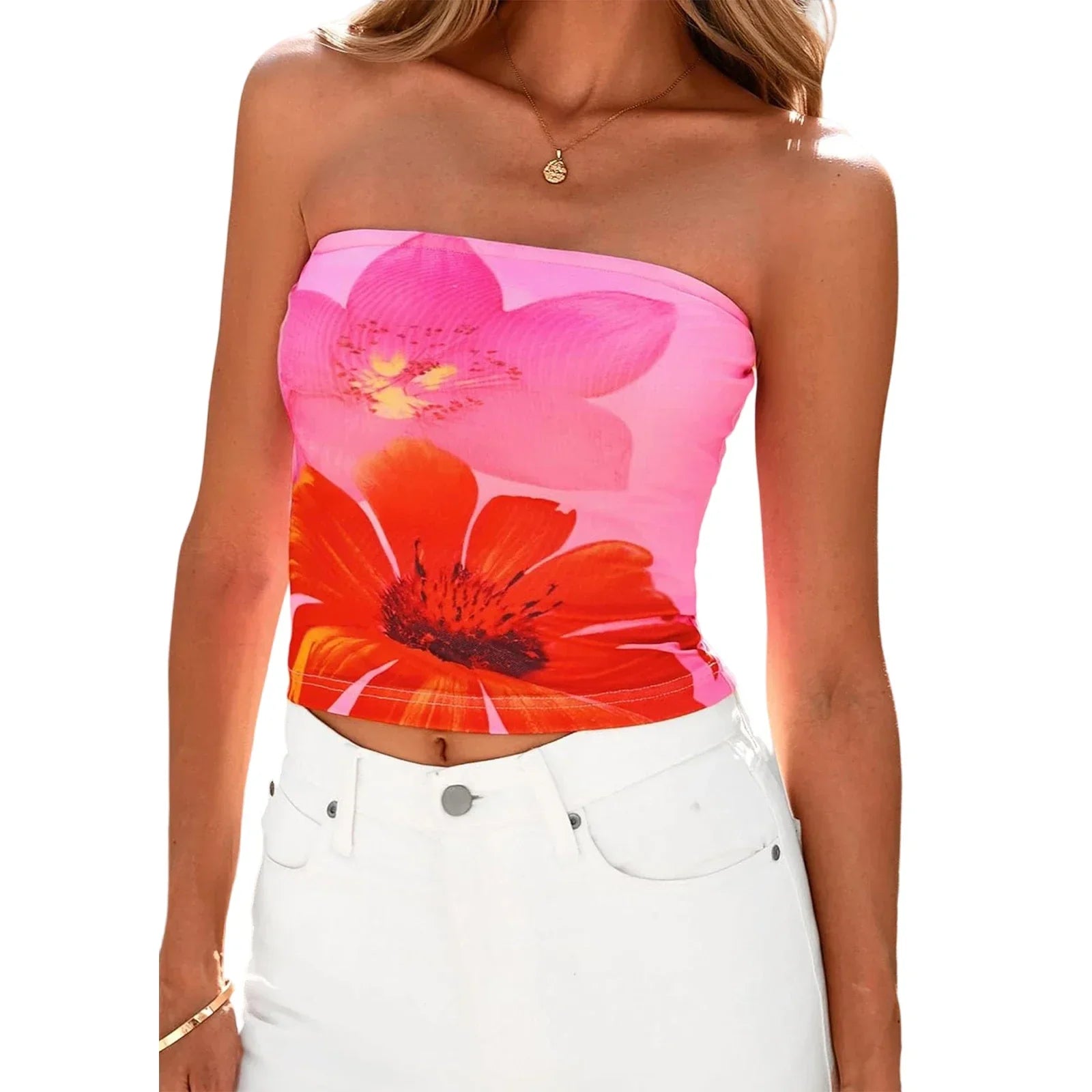 Print Tube Top Strapless - Piña Colada