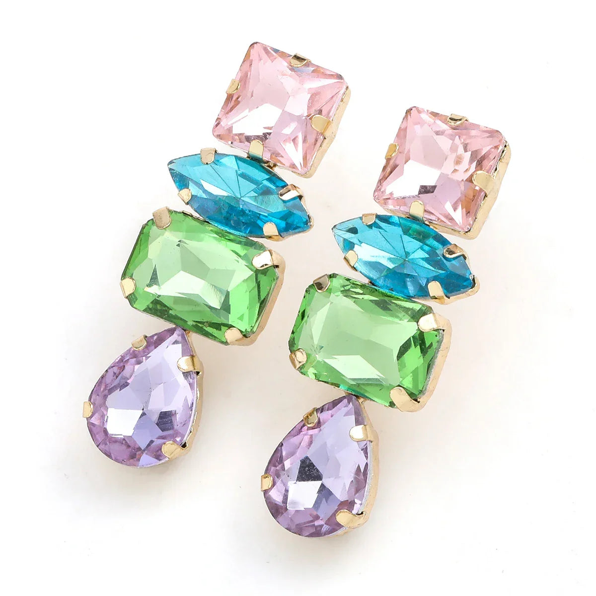 Rhinestone Water Drop Dangle Earrings - Piña Colada