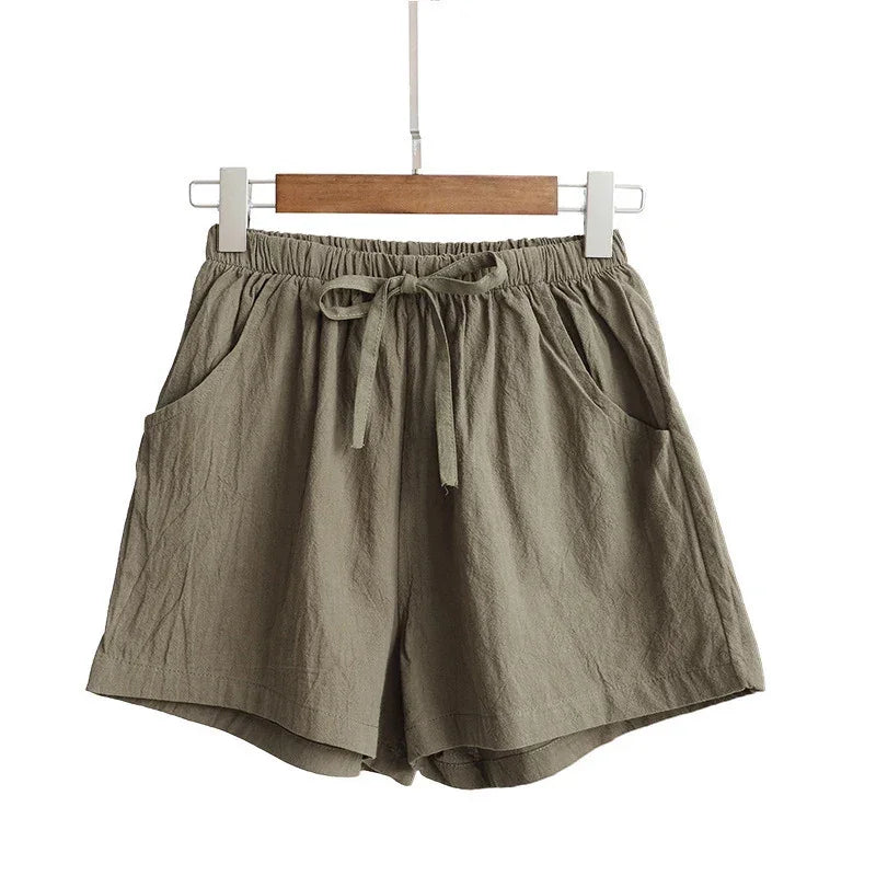 Summer Women Cotton Linen Shorts - Piña Colada