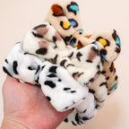 Leopard Bow Coral Fleece Spa Headband - Piña Colada