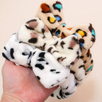 Leopard Bow Coral Fleece Spa Headband - Piña Colada