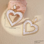 Boho Love Heart Braided Rope Drop Earrings - Piña Colada