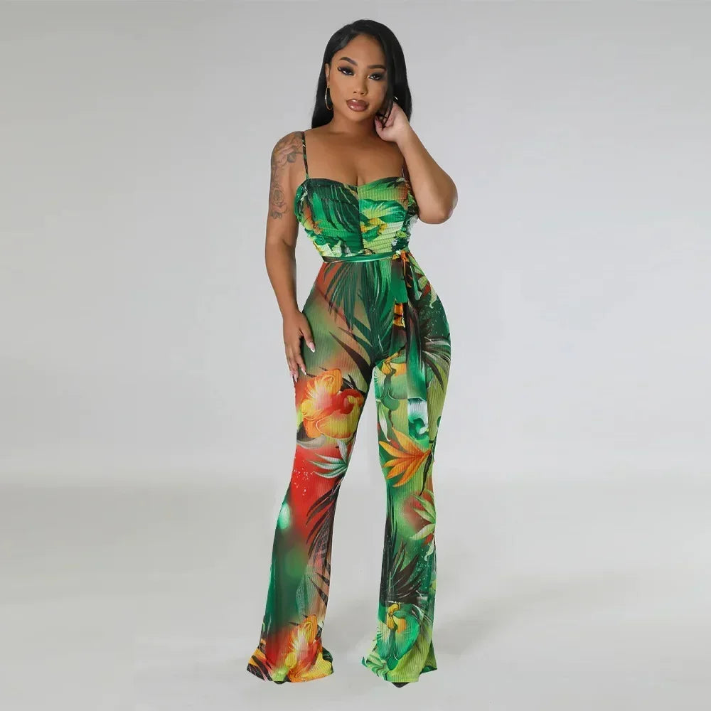Floral Bodycon Jumpsuit - Piña Colada