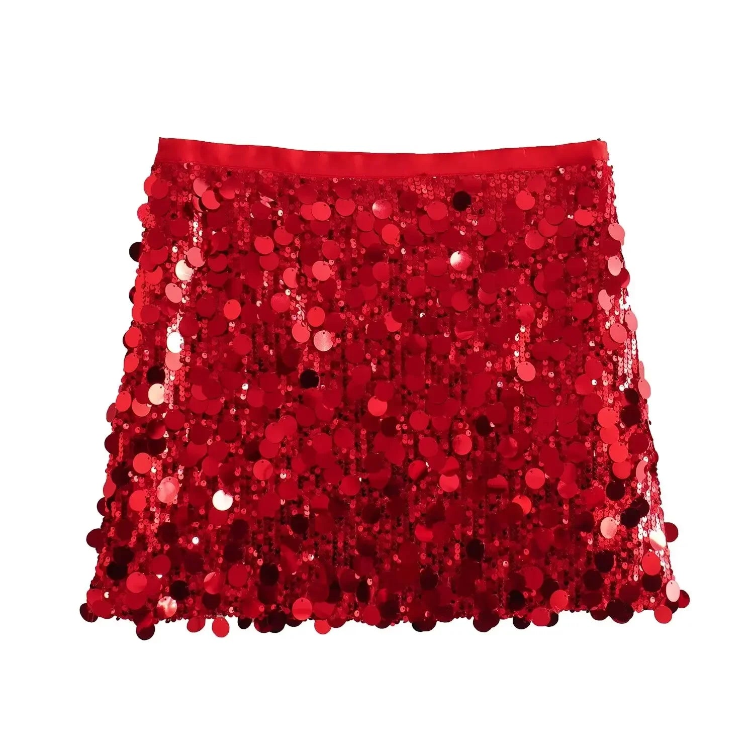 High Waist Sequined Mini Skirt - Piña Colada