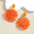 Boho Handmade Rattan Drop Earrings Flower - Piña Colada