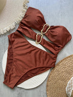 Metal Rings Cut Out Swimwear - Piña Colada