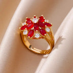 Rings Gold Plated Colorful Stone - Piña Colada