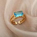 Rings Gold Plated Colorful Stone - Piña Colada