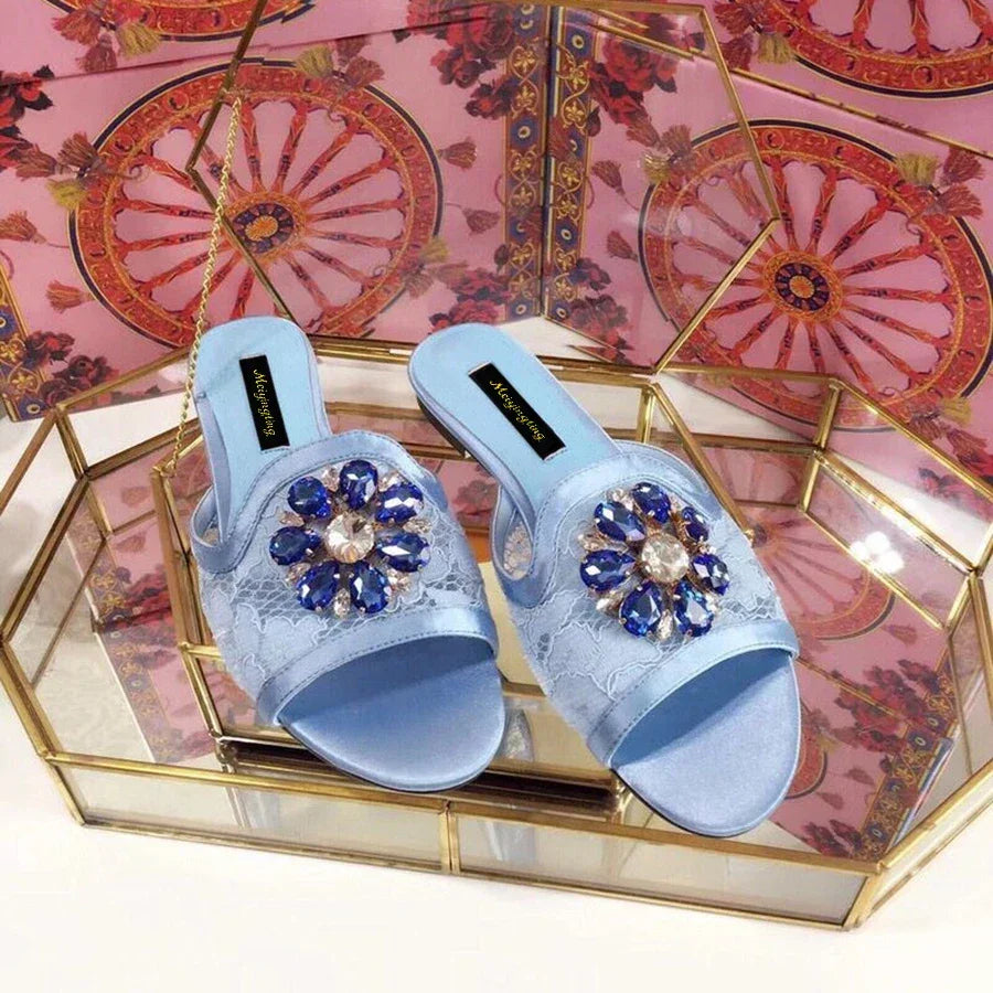Women Slippers Rhineston Open Toe - Piña Colada