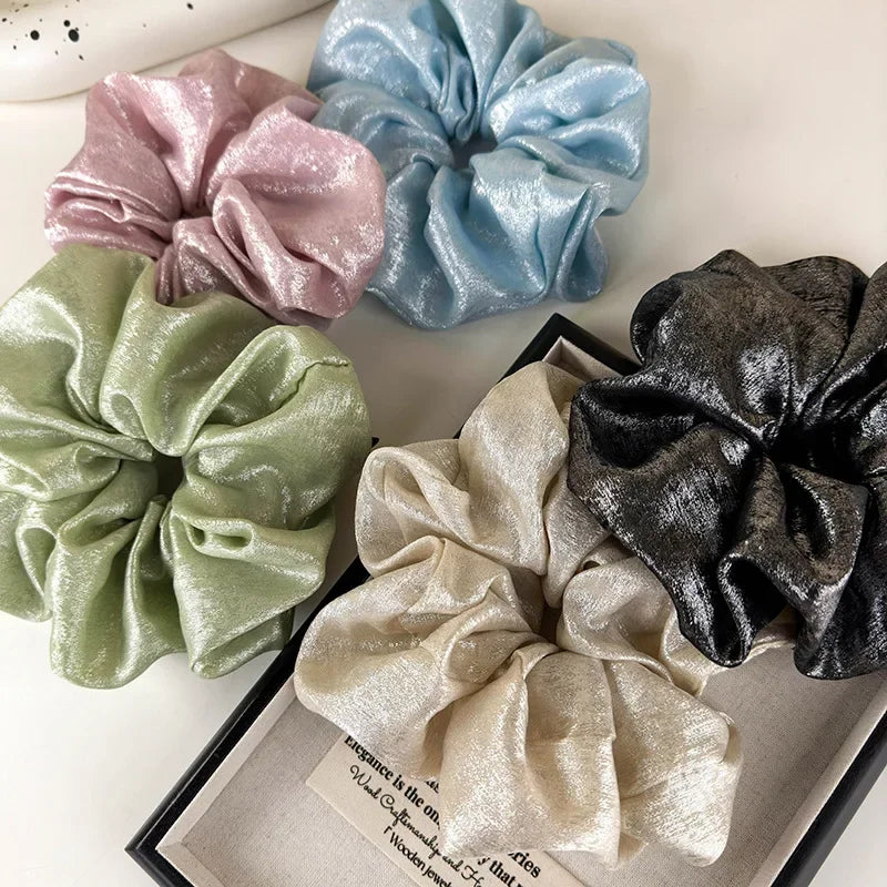 Oversized Glossy Silk Scrunchies - Piña Colada