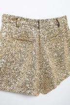 Sequins Mid-waist Casual Shorts - Piña Colada