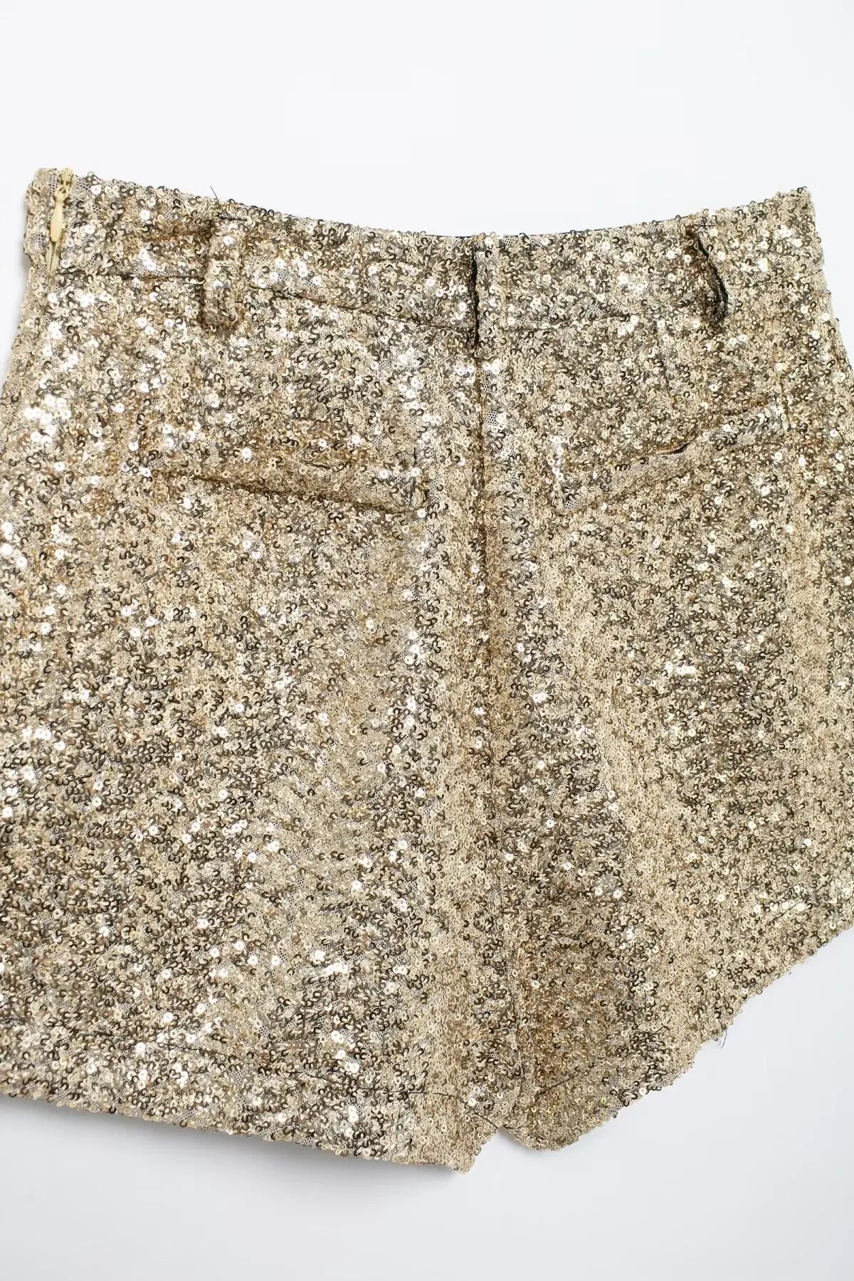 Sequins Mid-waist Casual Shorts - Piña Colada