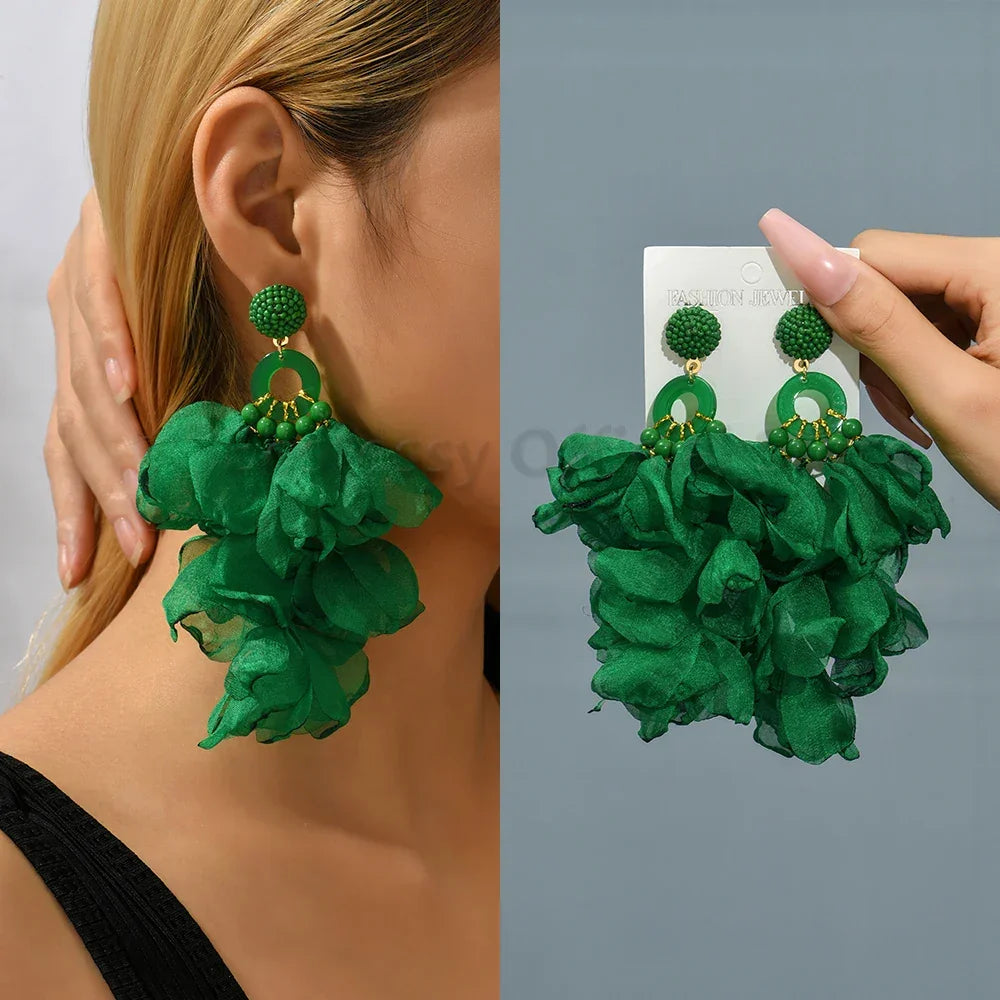 Boho Multicolor Cotton Flower Earrings - Piña Colada