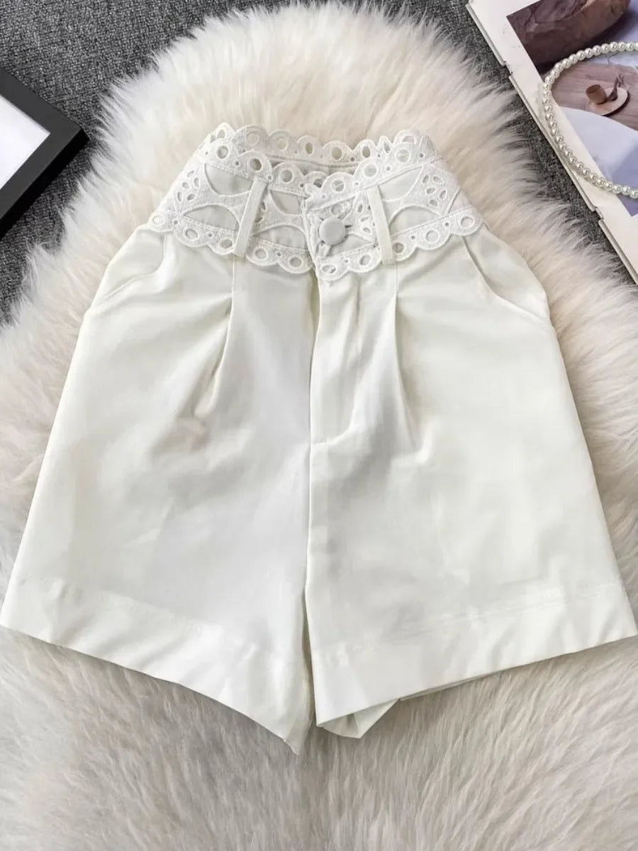 High-Rise Wide Leg Shorts - Piña Colada