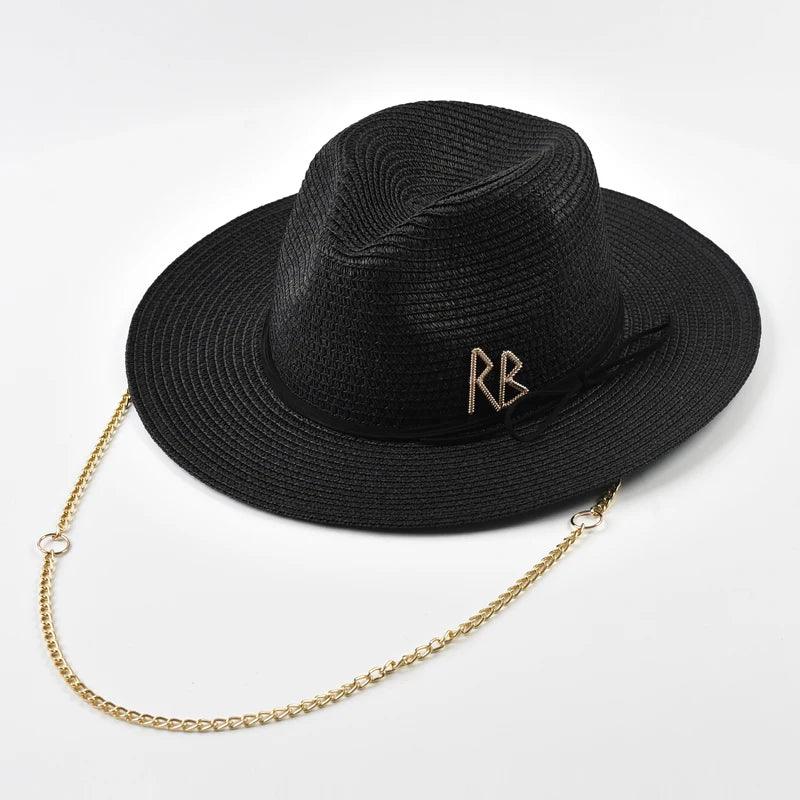Metal RB Letter Straw Hats - Piña Colada