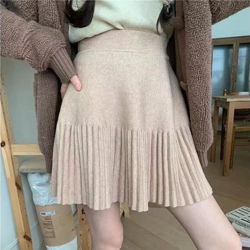 A-line Skirt  Knitted Pleated