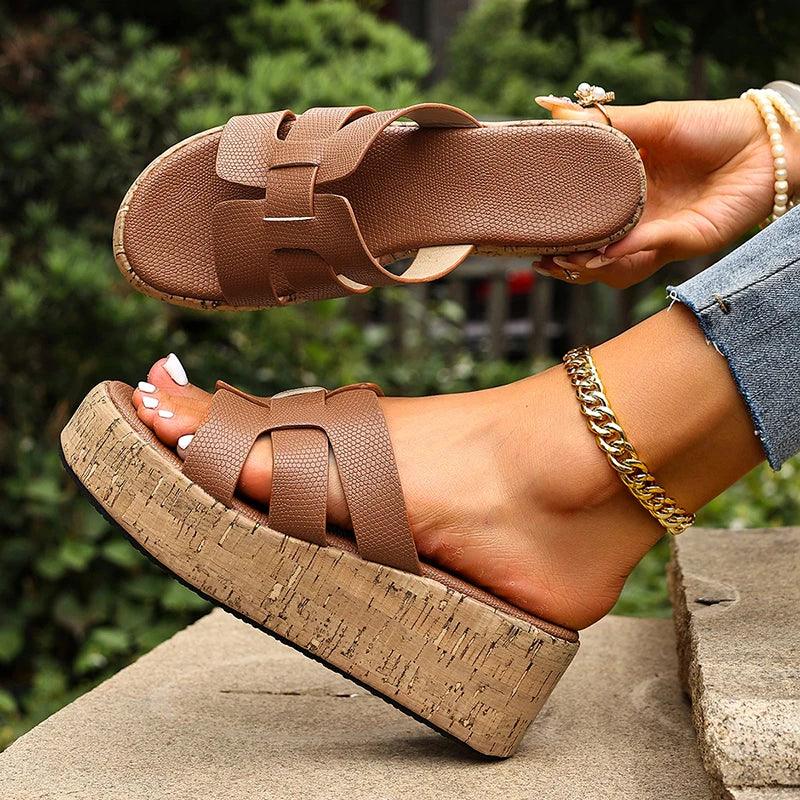 Chunky Wedge Platform Sandals – Summer Comfort Style - Piña Colada