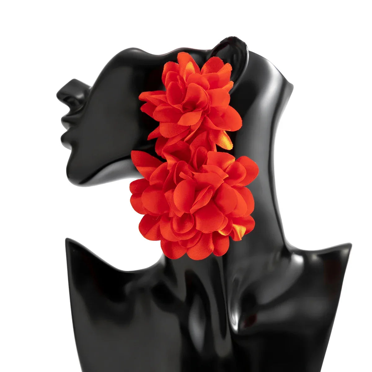 Red Big Flower Drop Earrings - Piña Colada