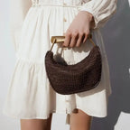 Summer Half-Moon Beach Straw Shoulder Bags Women's - Piña Colada