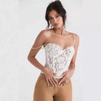 Exotic Lace Tube Top – Black & White Fishbone Pattern - Piña Colada