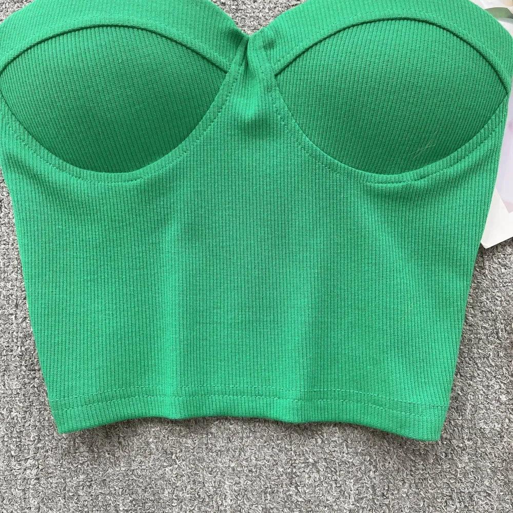 Strapless Summer Casual Crop Tops with Built In Bras - Piña Colada