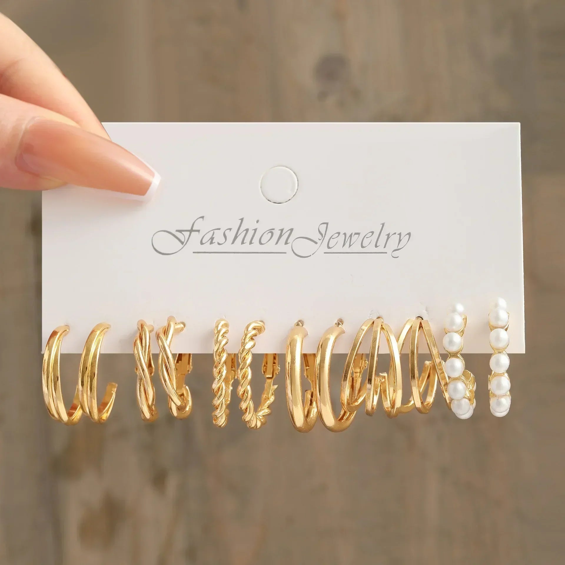 Pearl Hoop Earrings Set - Piña Colada