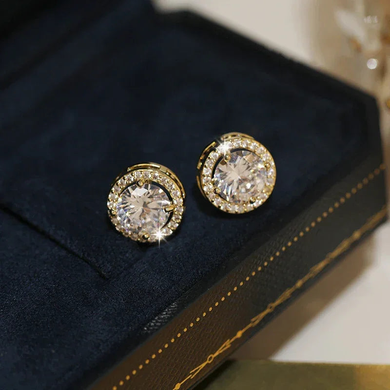Crystal Zircon Stud Earrings - Piña Colada