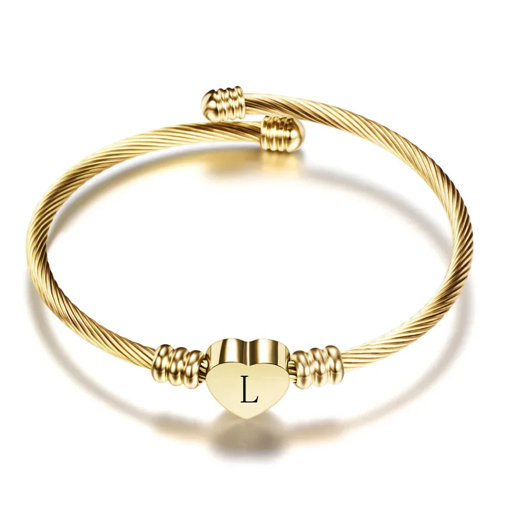 Initial Letter Cuff Bracelet Stainless Steel - Piña Colada