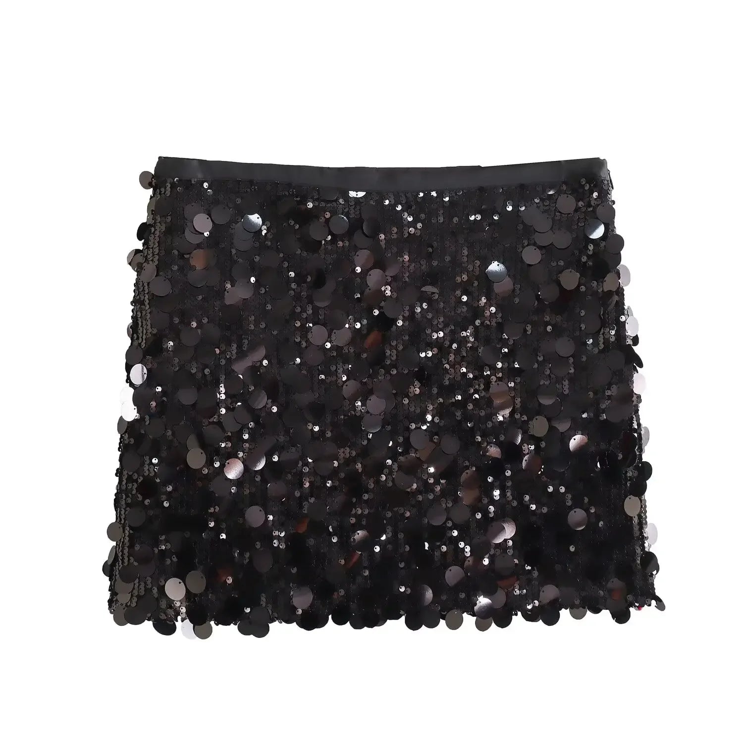 High Waist Sequined Mini Skirt - Piña Colada