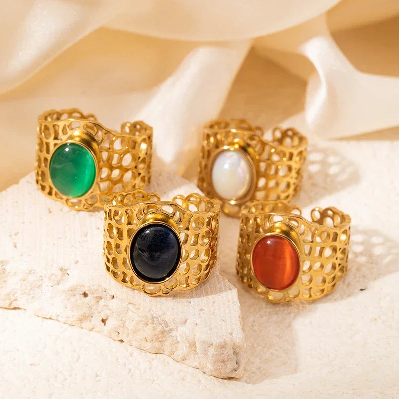 Colorful Stone Open Band Ring - Piña Colada