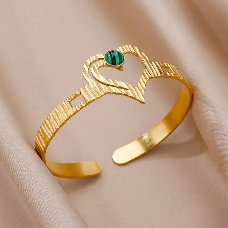 18K Gold-Plated Stainless Steel Cuff Bracelet for Women - Piña Colada