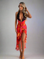 Backless Halter Lace Dress - Piña Colada
