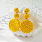 Boho Rattan Drop Earrings - Piña Colada