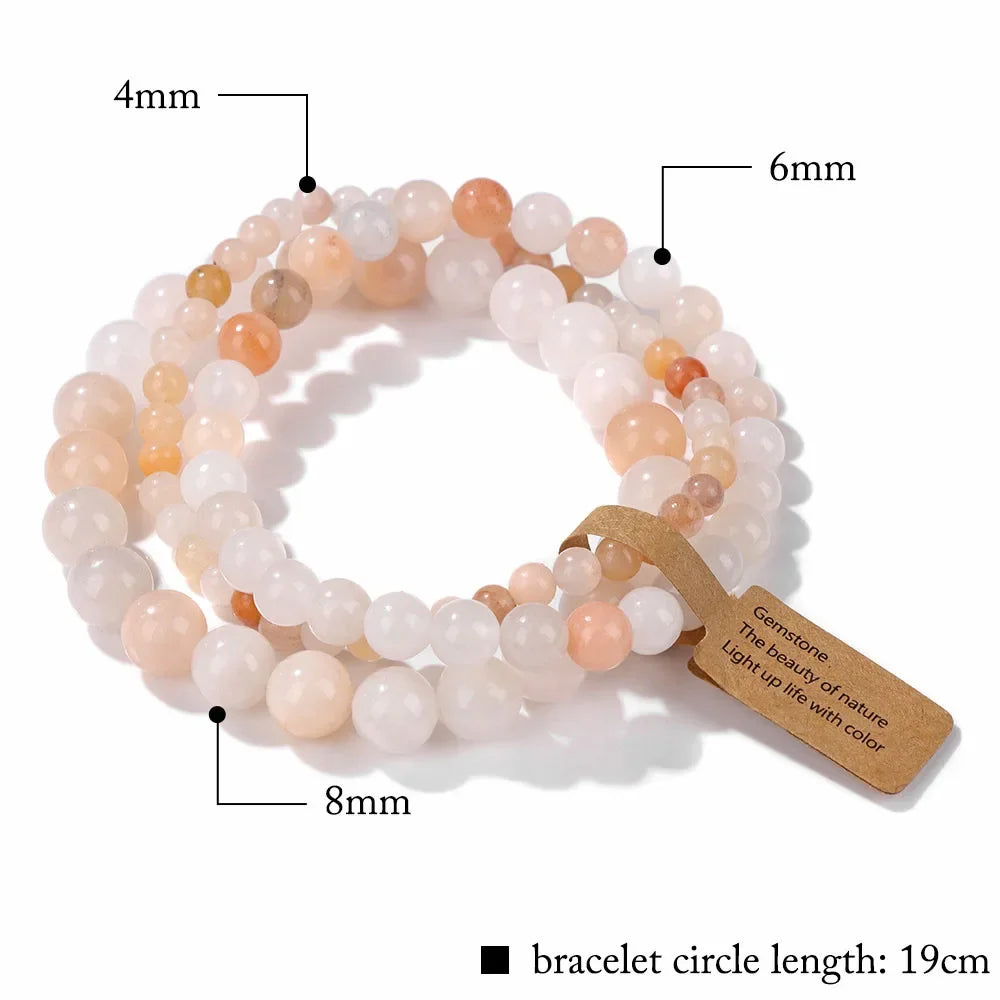 3Pcs Natural Stone Beaded Bracelets Set - Piña Colada
