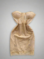 Sexy Lace Mini Dress Women Strapless Cosrset - Piña Colada