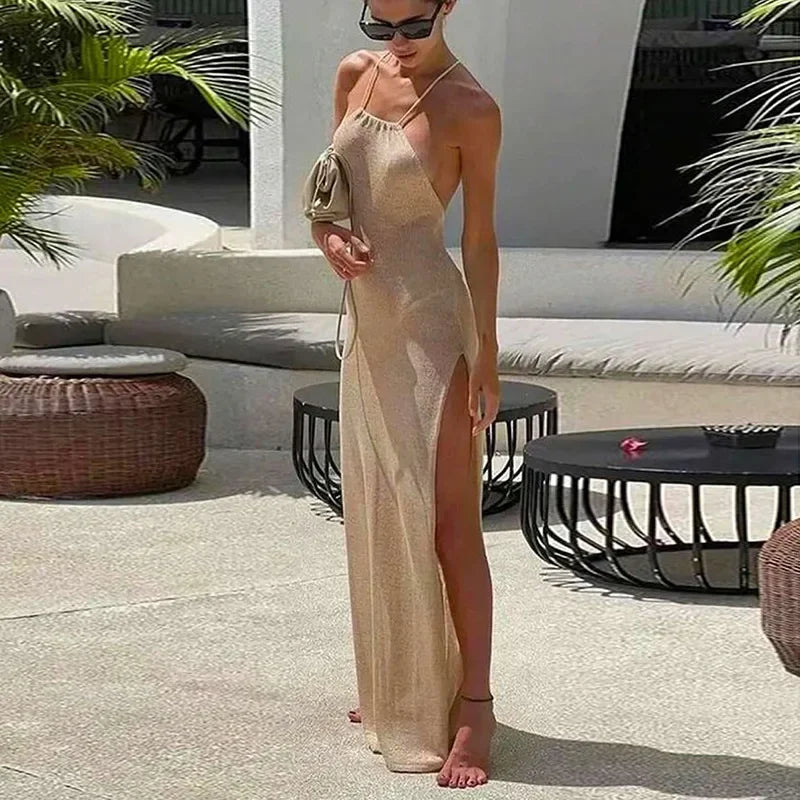 Knitted Cover Up Beach Dress Sexy - Piña Colada