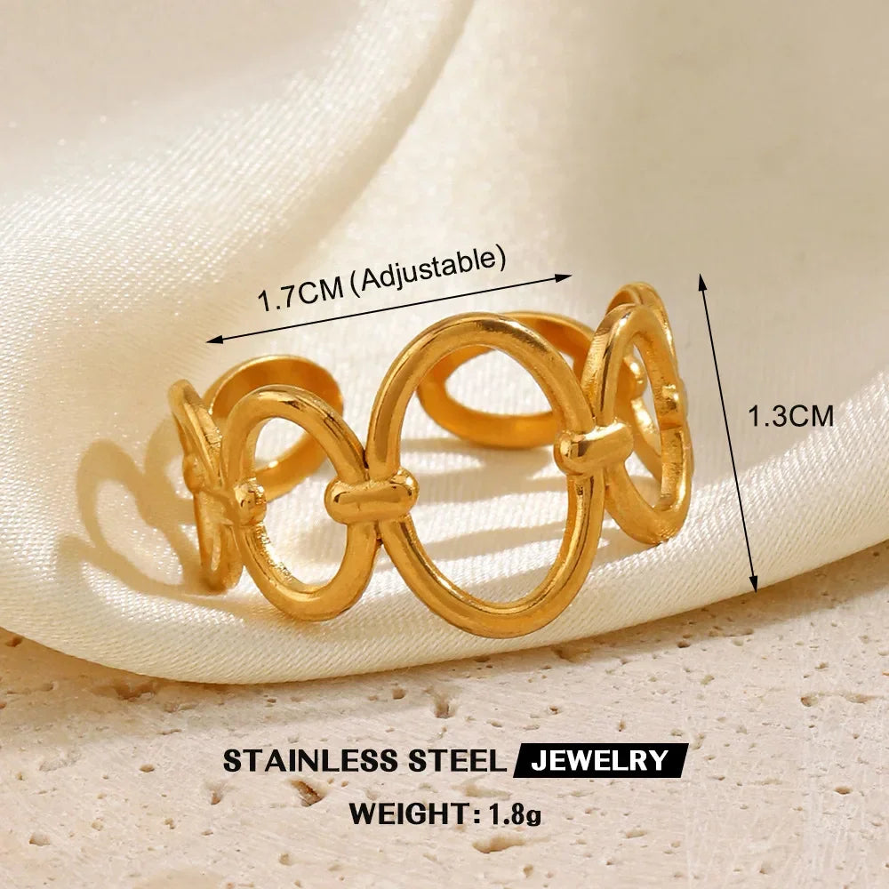 Gold Color Stainless Steel Heart Ring - Piña Colada