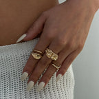 6Pcs/Set Vintage Sun Starfish Open Rings - Piña Colada