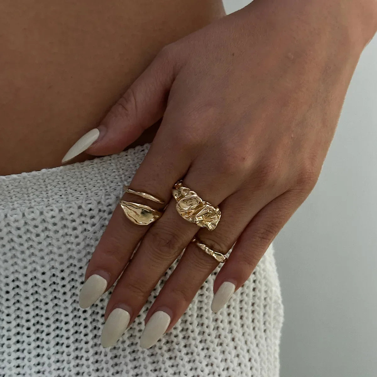 6Pcs/Set Vintage Sun Starfish Open Rings - Piña Colada